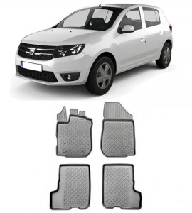 Dacia Sandero II, Hatchback, Din 12.2012 - 12.2020 , Set Covorase Auto Tip Tavita Premium 3D, din cauciuc accesorii pentru autoturismul tau - masina v174523