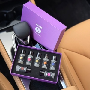 Difuzor parfum auto AMOS Mini Negru, 3 seturi rezerve parfum 21 arome, odorizant inteligent, arome intense, 3 trepte intensitate - Img 3