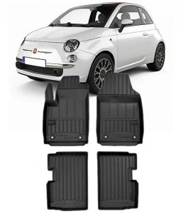 Fiat 500, Hatchback, Din 09.2007 - Prezent , Set Covorase Auto Tip Tavita Premium 3D, din cauciuc accesorii pentru autoturismul tau - masina v173749