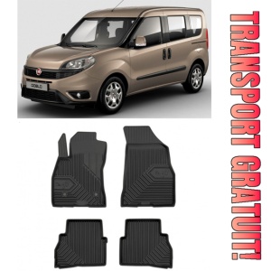 Fiat Doblo II Cargo Kombi Maxi Din 2010 - Prezent, Van , Set Covorase Auto Tip Tavita Premium 3D, din cauciuc