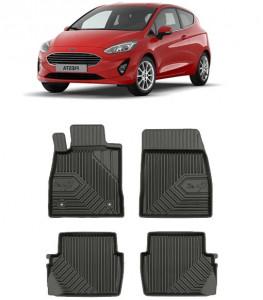 Ford Fiesta VII Din 07.2017 - Prezent, Hatchback , Set Covorase Auto Tip Tavita Premium 3D, din cauciuc accesorii pentru autoturismul tau - masina v168226