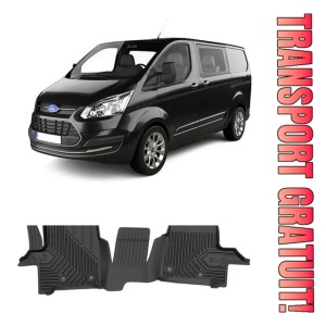 Ford Transit Custom Din 01.2013 - Prezent, Van, Ampatament Scurt , Set Covorase Auto Tip Tavita Premium 3D, din cauciuc