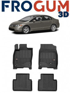 Honda CIVIc X Din 05.2017 - 10.2022, Sedan , Set Covorase Auto Tip Tavita Premium 3D, din cauciuc accesorii pentru autoturismul tau - masina v163140