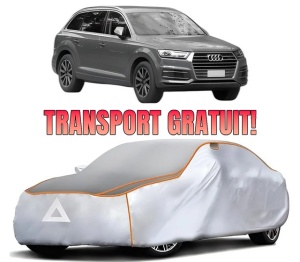 Husa Prelata Antigrindina Auto AUDI Q7 (4MB, 4MG, 4MQ) din 2015-2020, Protectie auto contra intemperiilor la grindina, Waterproof, 4x Stickere auto AUDI