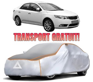 Husa Prelata Antigrindina Auto KIA CERATO II Saloon (TD) din 2009-2014, Protectie auto contra intemperiilor la grindina, Waterproof, 4x Stickere auto KIA