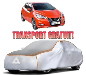 Husa Prelata Antigrindina Auto NISSAN MICRA V (K14) din 2016-2023, Protectie auto contra intemperiilor la grindina, Waterproof, 4x Stickere auto NISSAN