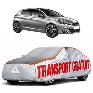 Husa Prelata Antigrindina Auto PEUGEOT 308 II (LB_, LP_, LW_, LH_, L3_) din 2013-2021, Protectie auto contra intemperiilor la grindina, Waterproof, 4x Stickere auto PEUGEOT