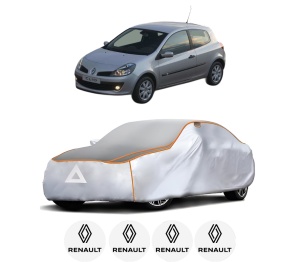 Husa Prelata Antigrindina Auto RENAULT CLIO III (BR0/1, CR0/1) din 2005-2014, Protectie auto contra intemperiilor la grindina, Waterproof, 4x Stickere auto RENAULT - Img 2