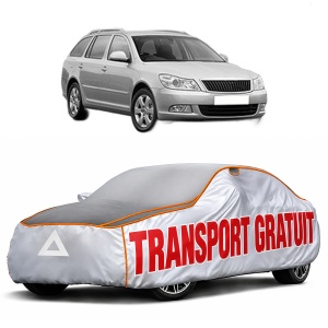 Husa Prelata Antigrindina Auto SKODA Octavia II Combi (1Z5) din 2004-2013, Protectie auto contra intemperiilor la grindina, Waterproof, 4x Stickere auto SKODA