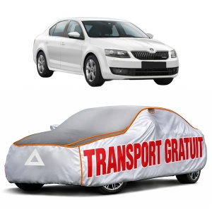 Husa Prelata Antigrindina Auto SKODA Octavia III (5E3, NL3, NR3) din 2012-2020, Protectie auto contra intemperiilor la grindina, Waterproof, 4x Stickere auto SKODA