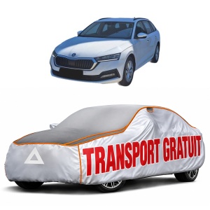 Husa Prelata Antigrindina Auto SKODA Octavia IV Combi (NX5, PV5) din 2019-2020, Protectie auto contra intemperiilor la grindina, Waterproof, 4x Stickere auto SKODA