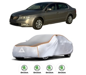 Husa Prelata Antigrindina Auto SKODA SUPERB II Estate (3T5) din 2009-2015, Protectie auto contra intemperiilor la grindina, Waterproof, 4x Stickere auto SKODA - Img 2