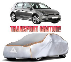 Husa Prelata Antigrindina Auto Volskwagen GOLF VII (5G1, BQ1, BE1, BE2) din 2012-2021, Protectie auto contra intemperiilor la grindina, Waterproof, 4x Stickere auto Volskwagen