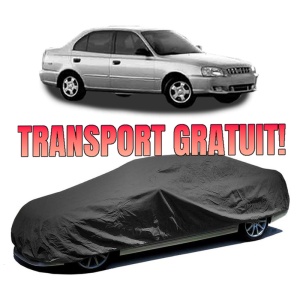 Husa prelata auto pentru HYUNDAI ACCENT II Saloon (LC) 2000 - 2005, culoare negru, material textil impermeabil, rezistanta la intemperii praf UV, CARPASSION Husa Protectie