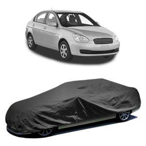 Husa prelata auto pentru HYUNDAI ACCENT III Saloon (MC) 2005 - 2010, culoare negru, material textil impermeabil, rezistanta la intemperii praf UV, CARPASSION Husa Protectie - Img 2
