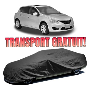Husa prelata auto pentru NISSAN TIIDA Hatchback (C12) 2013, culoare negru, material textil impermeabil, rezistanta la intemperii praf UV, CARPASSION Husa Protectie