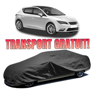 Husa prelata auto pentru SEAT LEON (5F1) 2012 - 2020, culoare negru, material textil impermeabil, rezistanta la intemperii praf UV, CARPASSION Husa Protectie