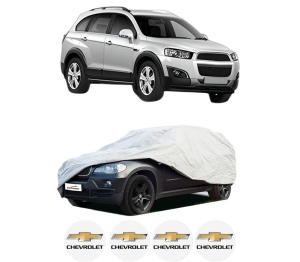 Husa tip prelata auto CHEVROLET CAPTIVA (C100, C140) din 2006-2018, Culoare Gri, material textil impermeabil, rezistanta la intemperii praf UV, CARPASSION Husa Protectie, 4 Stickere auto cu CHEVROLET - Img 2