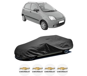 Husa tip prelata auto CHEVROLET SPARK din 2005-2010, Culoare Negru, material textil impermeabil, rezistanta la intemperii praf UV, CARPASSION Husa Protectie, 4 Stickere auto cu CHEVROLET - Img 2
