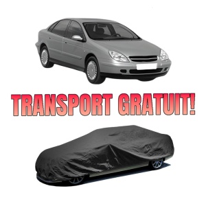Husa tip prelata auto CITROEN C5 I (DC_) din 2001-2004, Culoare Negru, material textil impermeabil, rezistanta la intemperii praf UV, CARPASSION Husa Protectie, 4 Stickere auto cu CITROEN