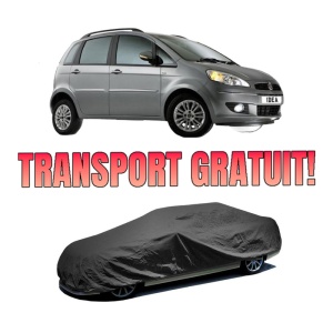 Husa tip prelata auto FIAT IDEA (350_) din 2003-2012, Culoare Negru, material textil impermeabil, rezistanta la intemperii praf UV, CARPASSION Husa Protectie, 4 Stickere auto cu FIAT