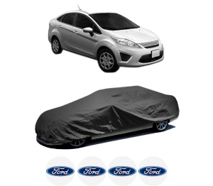Husa tip prelata auto FORD FIESTA Saloon din 2002-2017, Culoare Negru, material textil impermeabil, rezistanta la intemperii praf UV, CARPASSION Husa Protectie, 4 Stickere auto cu FORD - Img 2