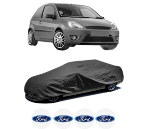 Husa tip prelata auto FORD FIESTA V Van din 2003-2010, Culoare Negru, material textil impermeabil, rezistanta la intemperii praf UV, CARPASSION Husa Protectie, 4 Stickere auto cu FORD - Img 2