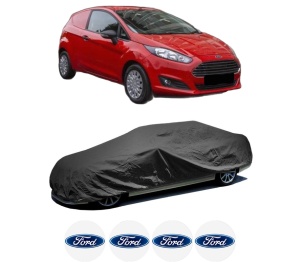 Husa tip prelata auto FORD FIESTA VII Van din 2018-2020, Culoare Negru, material textil impermeabil, rezistanta la intemperii praf UV, CARPASSION Husa Protectie, 4 Stickere auto cu FORD - Img 2