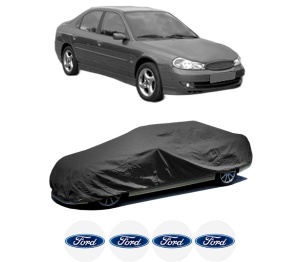 Husa tip prelata auto FORD MONDEO II (BAP) din 1996-2000, Culoare Negru, material textil impermeabil, rezistanta la intemperii praf UV, CARPASSION Husa Protectie, 4 Stickere auto cu FORD - Img 2