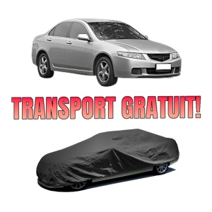 Husa tip prelata auto HONDA ACCORD VII (CL, CN) din 2002-2008, Culoare Negru, material textil impermeabil, rezistanta la intemperii praf UV, CARPASSION Husa Protectie, 4 Stickere auto cu HONDA