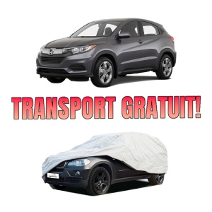 Husa tip prelata auto HONDA HR-V (RV) din 2021, Culoare Gri, material textil impermeabil, rezistanta la intemperii praf UV, CARPASSION Husa Protectie, 4 Stickere auto cu HONDA