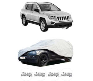 Husa tip prelata auto JEEP COMPASS (MK49) din 2006-2011, Culoare Gri, material textil impermeabil, rezistanta la intemperii praf UV, CARPASSION Husa Protectie, 4 Stickere auto cu JEEP - Img 2