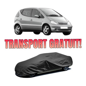 Husa tip prelata auto MERCEDES-BENZ A-CLASS (W168) din 1997-2004, Culoare Negru, material textil impermeabil, rezistanta la intemperii praf UV, CARPASSION Husa Protectie, 4 Stickere auto cu MERCEDES-BENZ