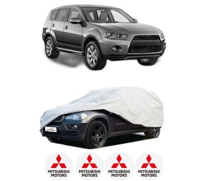 Husa tip prelata auto MITSUBISHI OUTLANDER III (GG_W, GF_W, ZJ, ZL, ZK) din 2012-2022, Culoare Gri, material textil impermeabil, rezistanta la intemperii praf UV, CARPASSION Husa Protectie, 4 Stickere auto cu MITSUBISHI - Img 2