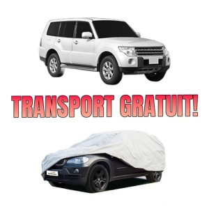 Husa tip prelata auto MITSUBISHI PAJERO IV Van (V9_, V8_, V8_V) din 2006-2010, Culoare Gri, material textil impermeabil, rezistanta la intemperii praf UV, CARPASSION Husa Protectie, 4 Stickere auto cu MITSUBISHI