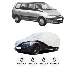 Husa tip prelata auto RENAULT ESPACE III (JE0_) din 1996-2002, Culoare Gri, material textil impermeabil, rezistanta la intemperii praf UV, CARPASSION Husa Protectie, 4 Stickere auto cu RENAULT - Img 2