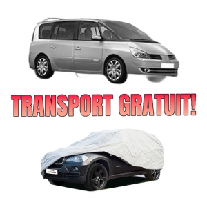 Husa tip prelata auto RENAULT ESPACE IV (JK0/1_) din 2002-2015, Culoare Gri, material textil impermeabil, rezistanta la intemperii praf UV, CARPASSION Husa Protectie, 4 Stickere auto cu RENAULT