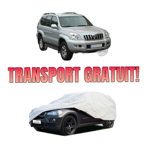 Husa tip prelata auto TOYOTA LAND CRUISER PRADO (_J12_) din 2002-2010, Culoare Gri, material textil impermeabil, rezistanta la intemperii praf UV, CARPASSION Husa Protectie, 4 Stickere auto cu TOYOTA
