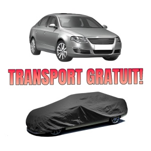 Husa tip prelata auto Volskwagen PASSAT B6 (3C2) din 2005-2010, Culoare Negru, material textil impermeabil, rezistanta la intemperii praf UV, CARPASSION Husa Protectie, 4 Stickere auto cu Volskwagen