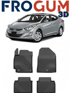 Hyundai Elantra V Din 07.2011 - 02.2016, Sedan , Set Covorase Auto Tip Tavita Premium 3D, din cauciuc accesorii pentru autoturismul tau - masina v167185