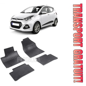 Hyundai I10 II, Hatchback, fabricat din 11.2013 - 12.2019, set covorase auto dedicate, din cauciuc 100% Premium