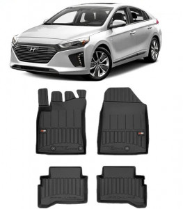 Hyundai Ioniq Elektro, Hatchback, Din 10.2016 - 06.2022, Set Covorase Auto Tip Tavita Premium 3D, din cauciuc accesorii pentru autoturismul tau - masina v170565