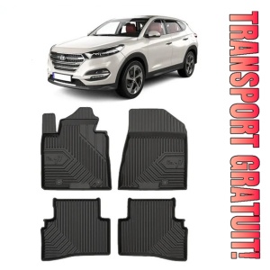 Hyundai Tucson Din 07.2015 - 09.2020, Suv , Set Covorase Auto Tip Tavita Premium 3D, din cauciuc