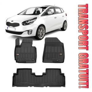 Kia Carens III Din 04.2013 - 08.2019, Van, 5 Locuri , Set Covorase Auto Tip Tavita Premium 3D, din cauciuc