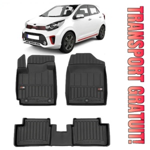 Kia Picanto II Din 04.2011 - 03.2017, Hatchback , Set Covorase Auto Tip Tavita Premium 3D, din cauciuc