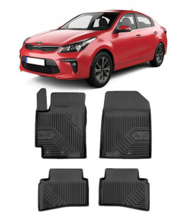 Kia Rio IV Din 02.2017 - Prezent, Hatchback , Set Covorase Auto Tip Tavita Premium 3D, din cauciuc accesorii pentru autoturismul tau - masina v166020