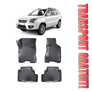 Kia Sportage II 2004-2010 Set 4 covorase auto din cauciuc tip tavita premium line 3D