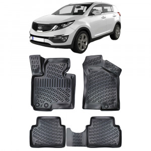 Kia Sportage III 2010-2015 Set 4 covorase auto din cauciuc tip tavita premium line 3D accesorii pentru autoturismul tau - masina v242048