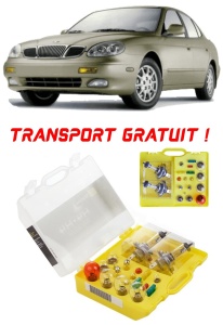 Kit trusa Set becuri H4 compatibila cu Daewo Leganza din 1997 - 2002 , bec far, semnalizare , pozitie, iluminare numar, frana, plafoniera, stop frana