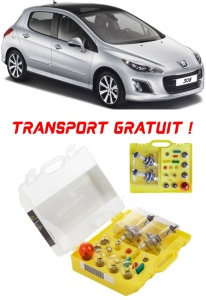 Kit trusa Set becuri H4 compatibila cu Peugeot 308 I din 2007 - 2013 , bec far, semnalizare , pozitie, iluminare numar, frana, plafoniera, stop frana